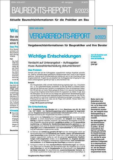 Baurechts- + Vergaberechts- report