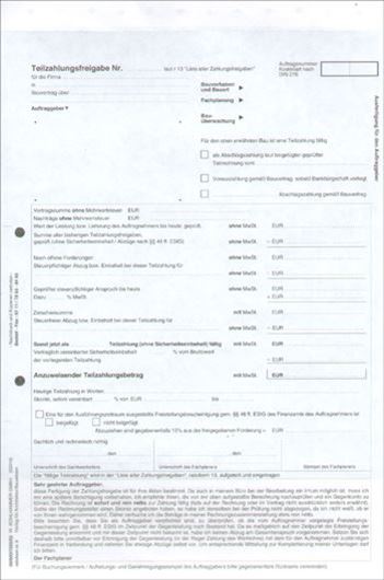 Ratioform Nr. 9: Teilzahlungsfreigabe, 1 Satz zu 10 Stück
