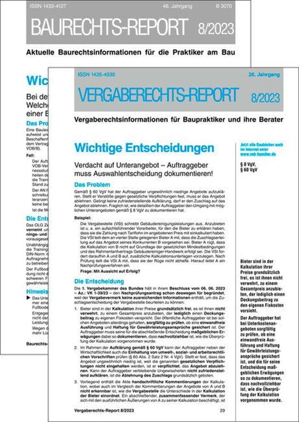 Baurechts- + Vergaberechts- report