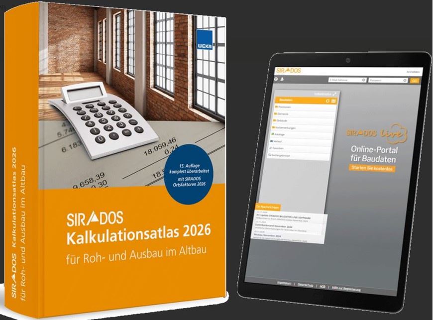 SIRADOS Kalkulationsatlas 2026 Altbau  BUNDLE mit Online-Version