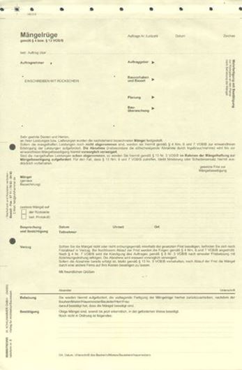Ratioform Nr. 8: Mängelrüge, 1 Satz zu 10 Stück